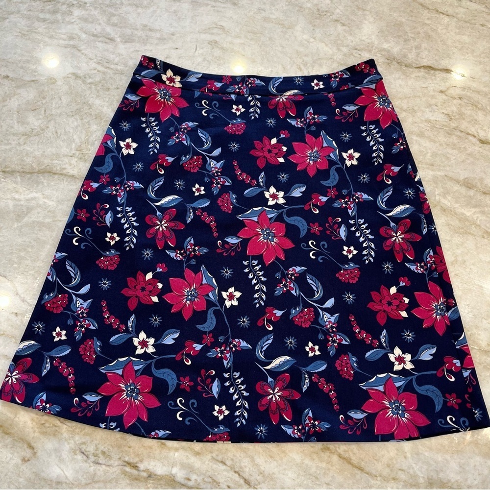 NEW Margaret M | Deandra A Line Skirt | Blue Pink Tropical Floral‎ | Size Small